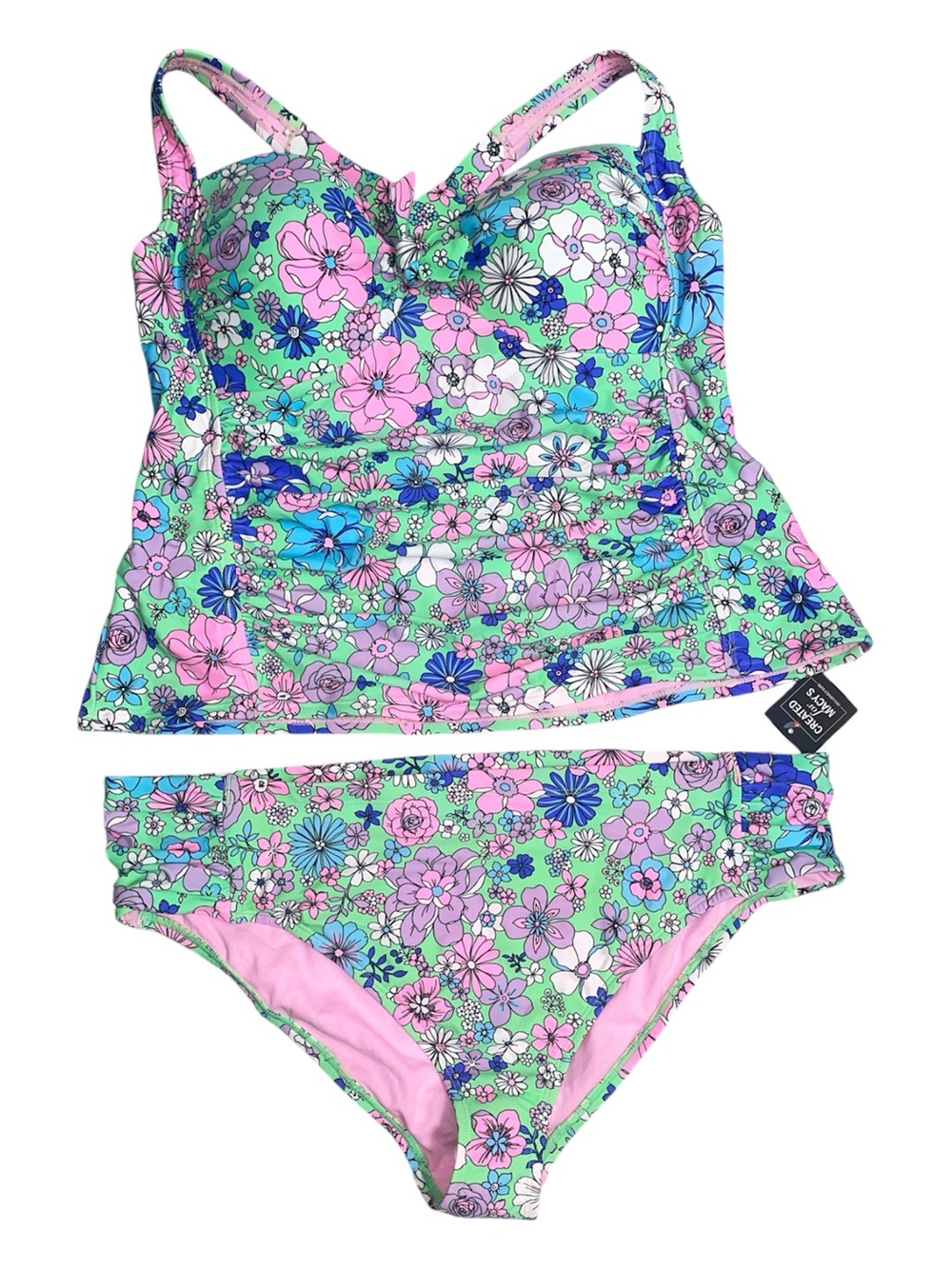 Salt + Cove Plus size Peony Party Floral Ruched Tankini Swim Top and Bottoms